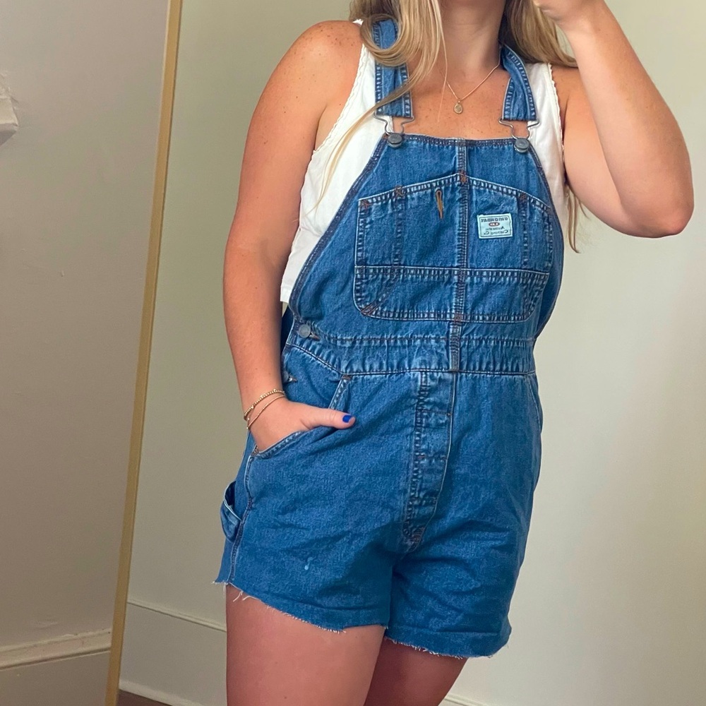 vintage denim overall shorts